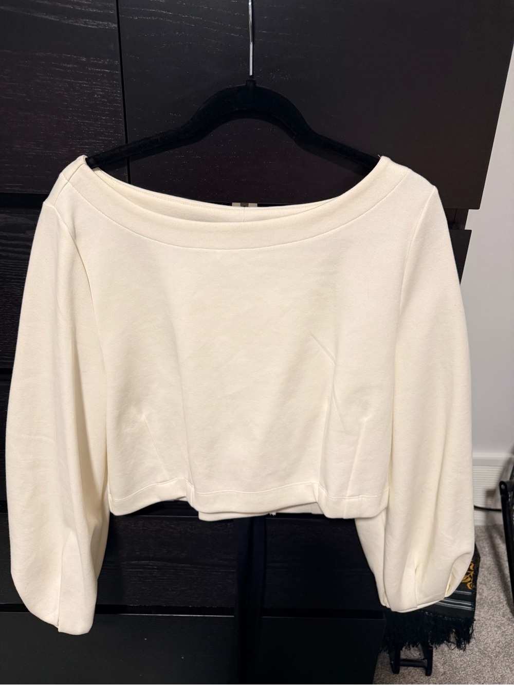 Anthropologie Cream Boatneck Cropped Top